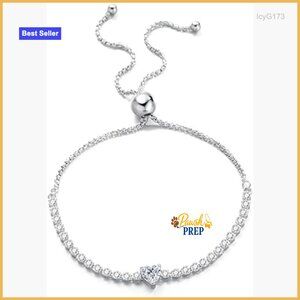 14K Gold Heart Cut Diamond Tennis Bracelet 0.5 Carat VVS2 Adjustable